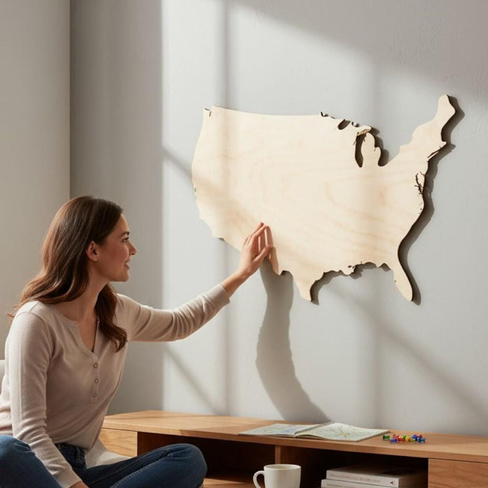 Wooden Usa Map Wall Art – Rustic Farmhouse Patriotic Display