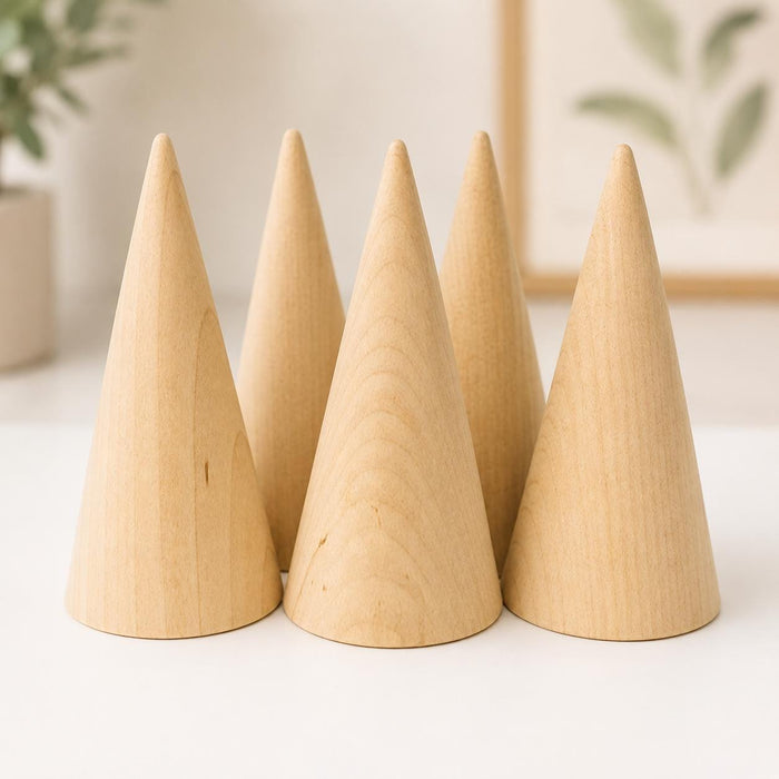 Wooden Ring Cone – Unfinished Maple Waldorf Craft Jewelry Holder